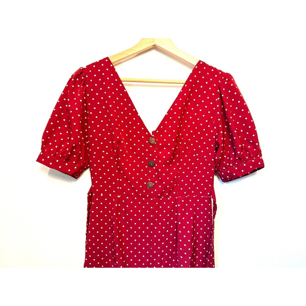 Red polkadot button up dress - Picture 4 of 12